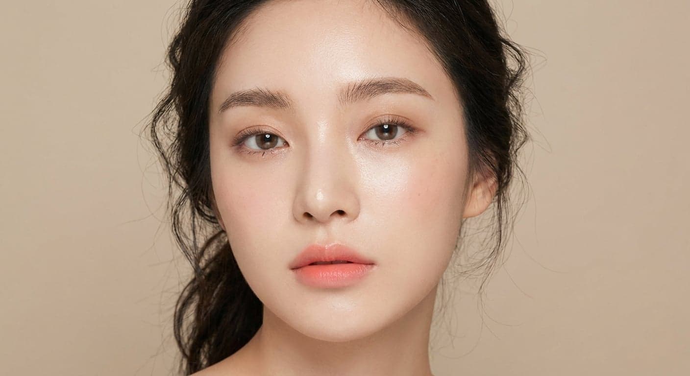 "Glass Skin Peach Flush" makeup look reference